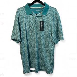 Walter Hagen Performance II Teal Patterned Polo Shirt